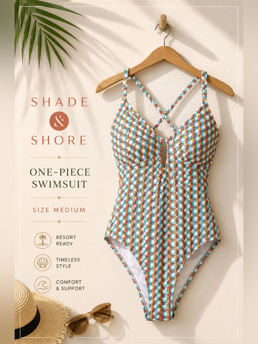 Shade & Shore Geometric One-Piece Swimsuit
